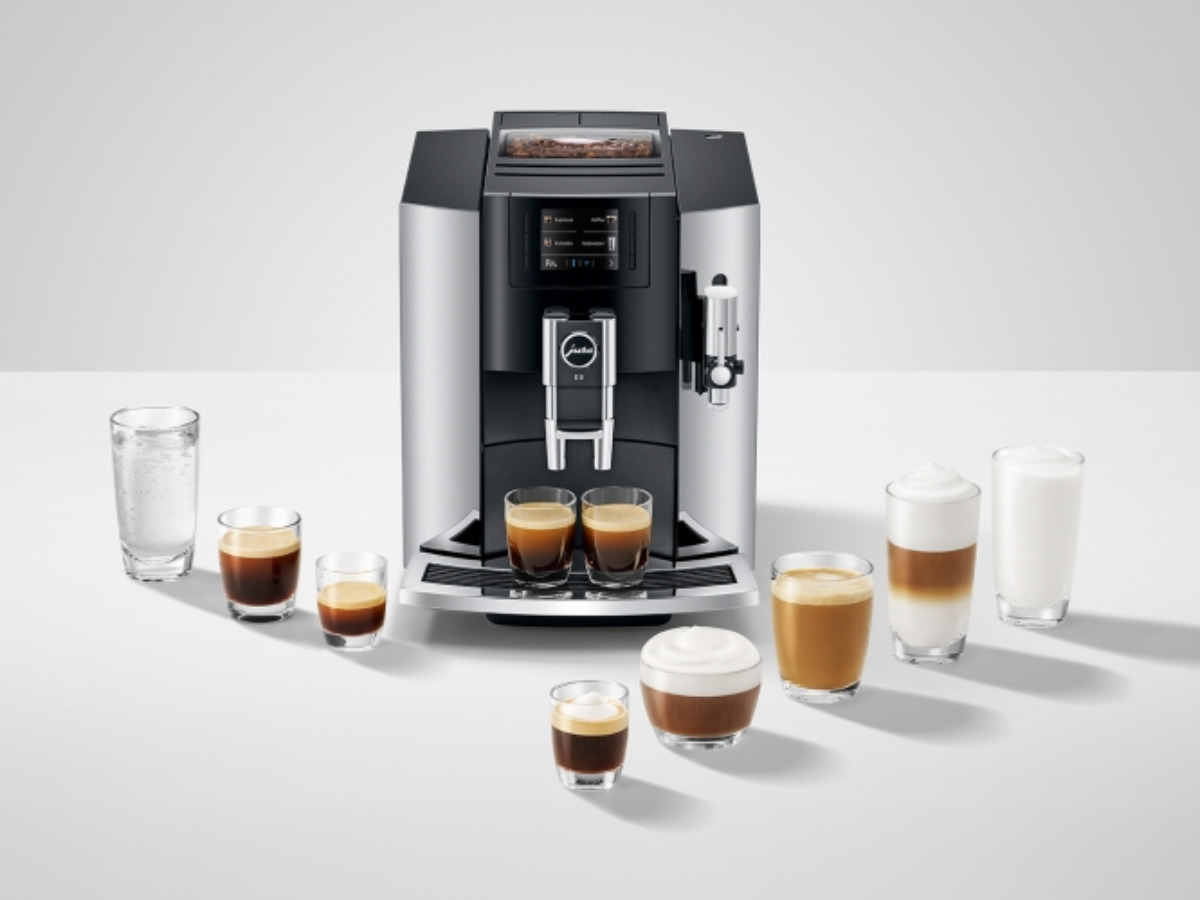 die Jura E8 mit Multi Auswahl an Getränken